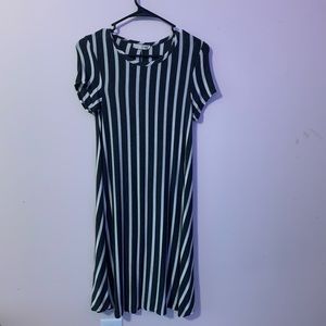 Forever Rose Couture dress with vertical stripes